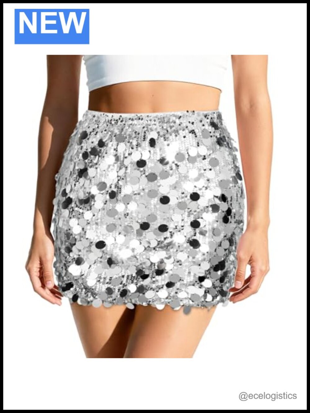 Sequin Mini Skirt Sparkly Bodycon High Waist Stretchy Glitter Skirt Party Night